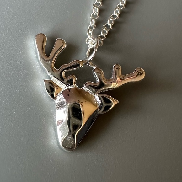 Sterling Silver Buckhorn Antler Necklace - Picture 3 of 10